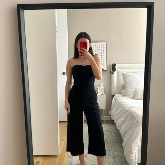 Aritzia Black Strapless Wide-Leg Jumpsuit - Picture 3 of 9